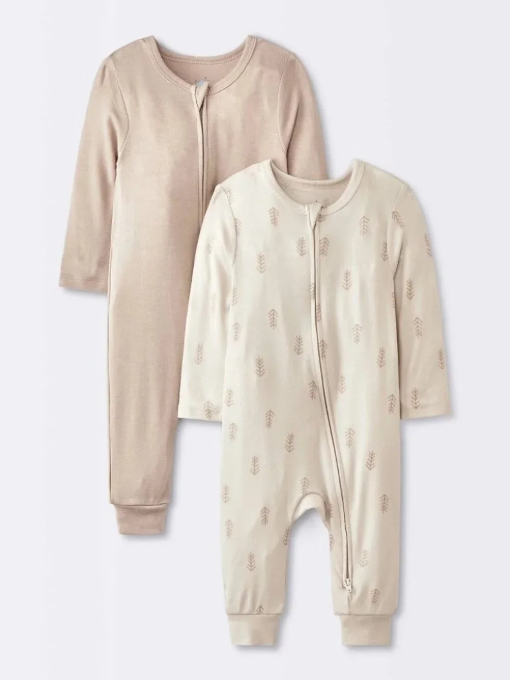 Baby 2pk Leaf So Very Soft Modal Blend Romper - Cloud Island™ Cream Newborn: Lon